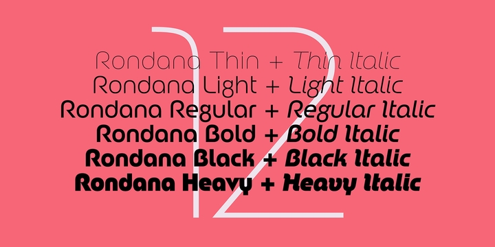Przykład czcionki Rondana Light Italic